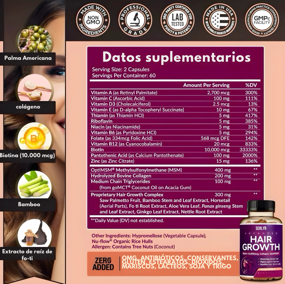 Hair Growth: El Secreto para un Cabello Lujoso, Fuerte y con Brillo