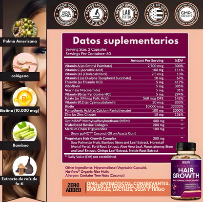 Hair Growth: El Secreto para un Cabello Lujoso, Fuerte y con Brillo